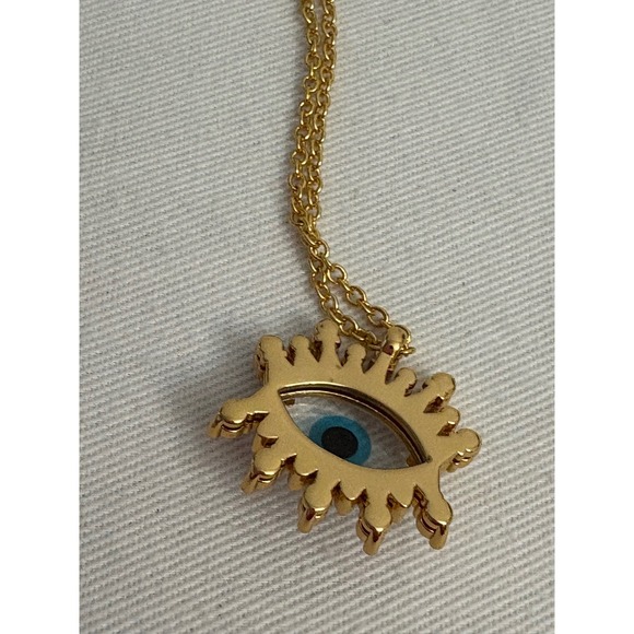 Kurt Geiger evil eye crystal pendant necklace new with tags blue gold tone - Picture 10 of 11